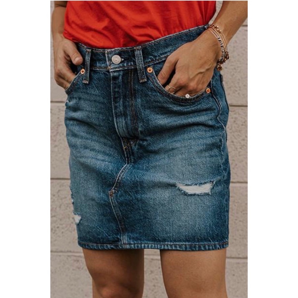 LEVI’S High Rise Deconstructed Iconic Denim Skirt